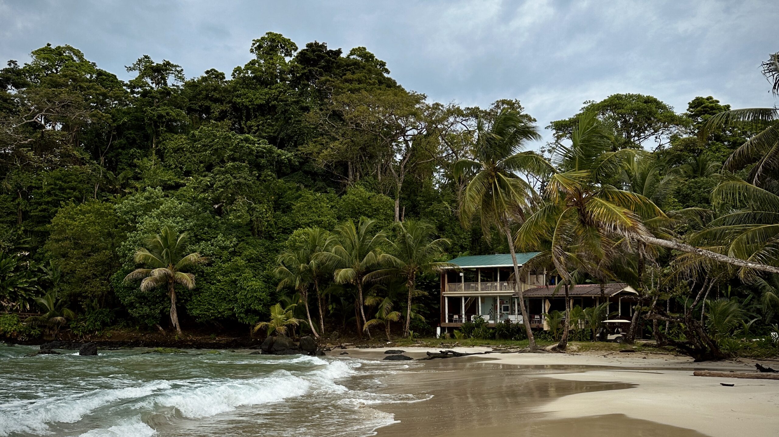 House on a beach surrounded by a rainforest in Panama